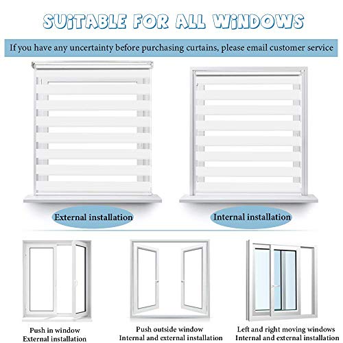 White 35.4" W x 90" H Dual Roller Zebra Blinds R9275