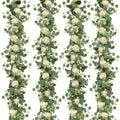 2Pcs Artificial Eucalyptus Flower Garland with White Rose Flowers F278