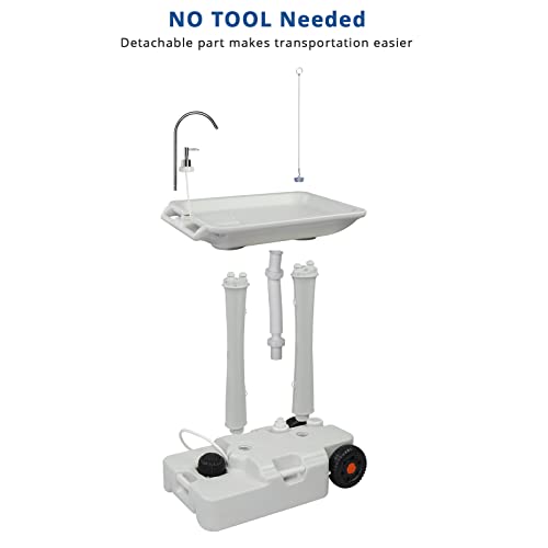 Portable Hand Wash Basin Stand with Towel Holder & Soap Dispenser & Wheels B64318