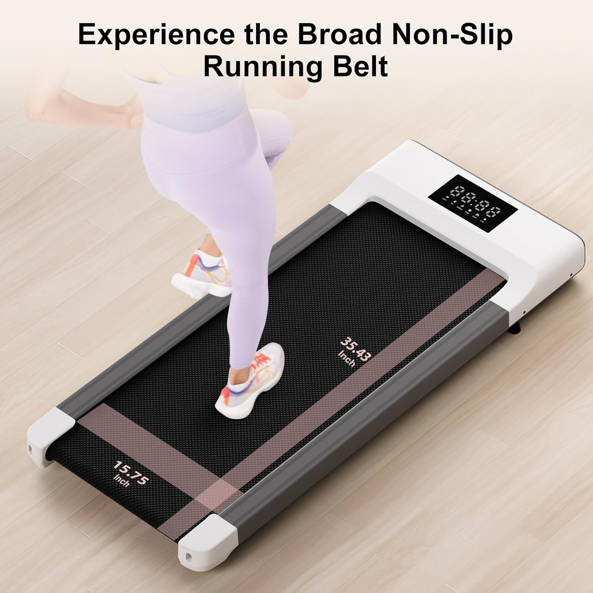 White 45.12" L Under Desk Treadmill with Remote Control LED Display R89580