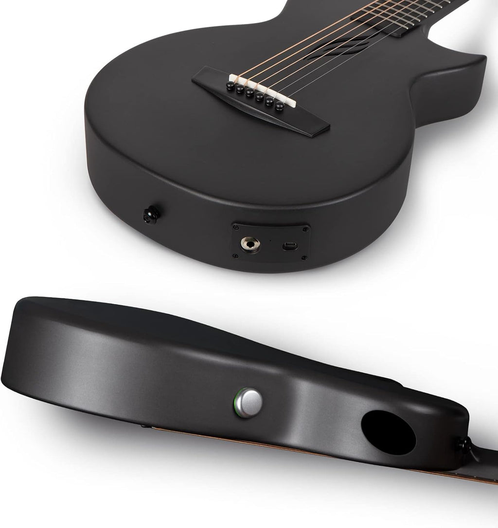 Carbon Fiber Acoustic Electric Guitar 35 Inch Starter Bundle Kit (Black) S82299