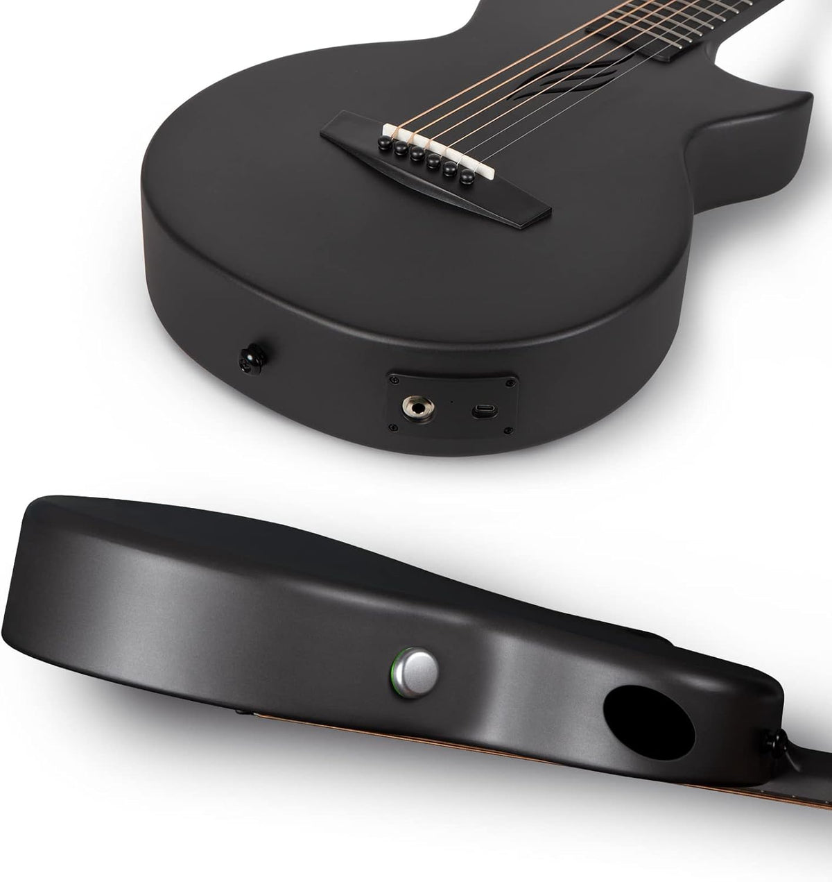 Carbon Fiber Acoustic Electric Guitar 35 Inch Starter Bundle Kit (Black) S82299