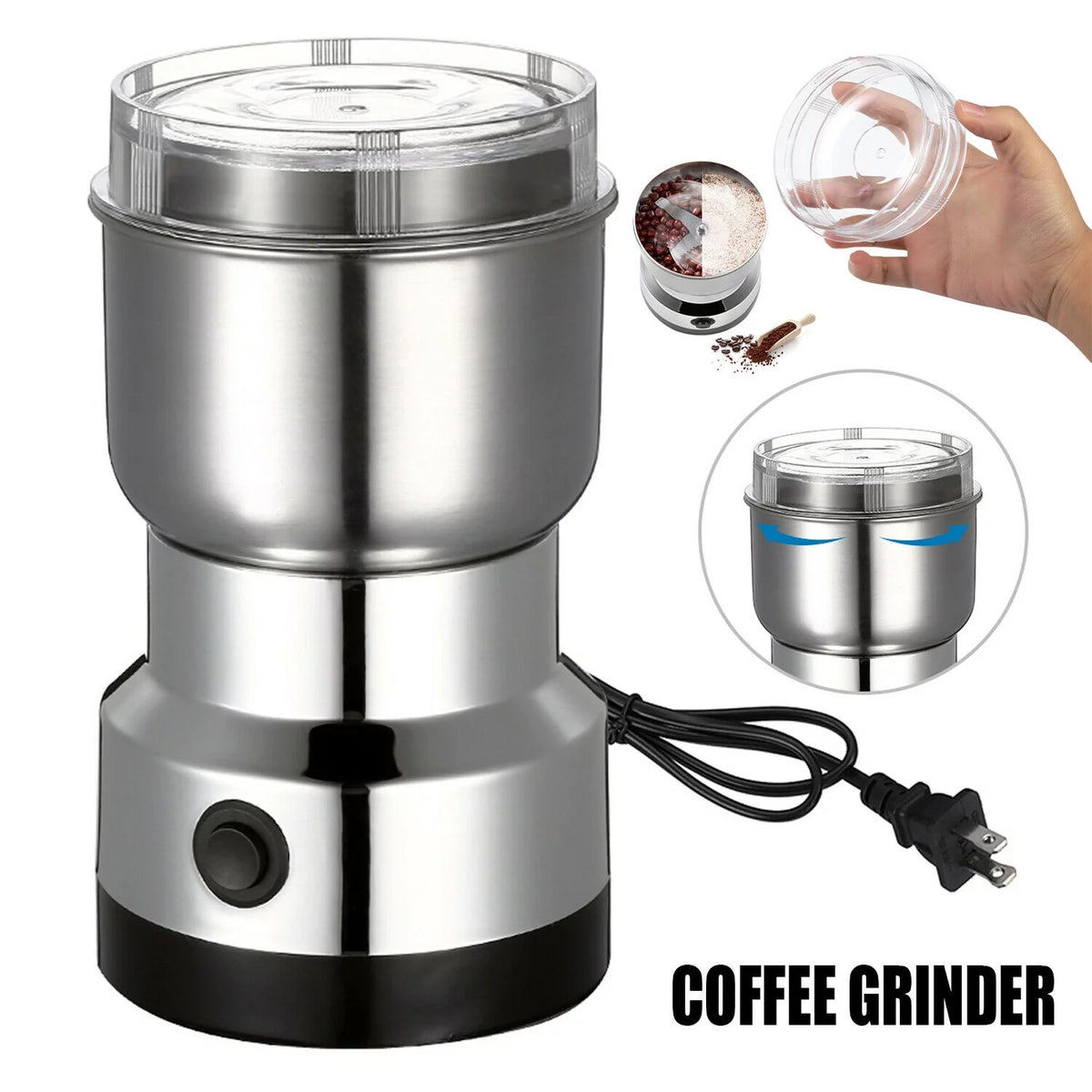 Stainless Steel Electric Coffee Bean Grinder R120729
