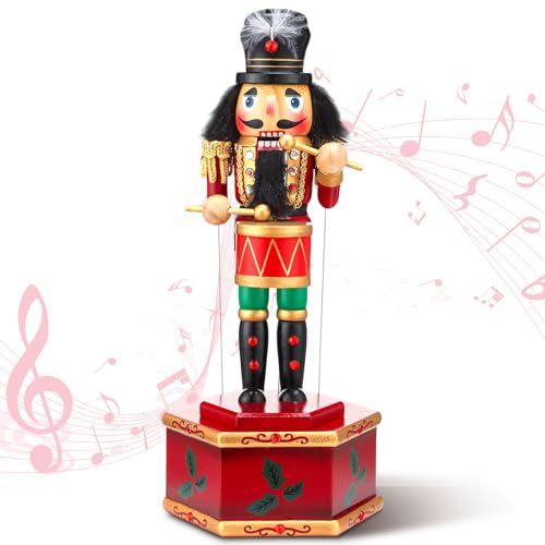 Nutcracker Music Box Wooden Nutcracker Soldier Toy Handmade Nutcracker Figures Christmas Nutcrackers Soldiers Wind up Musical Box Clockwork Christmas Music Box X6870