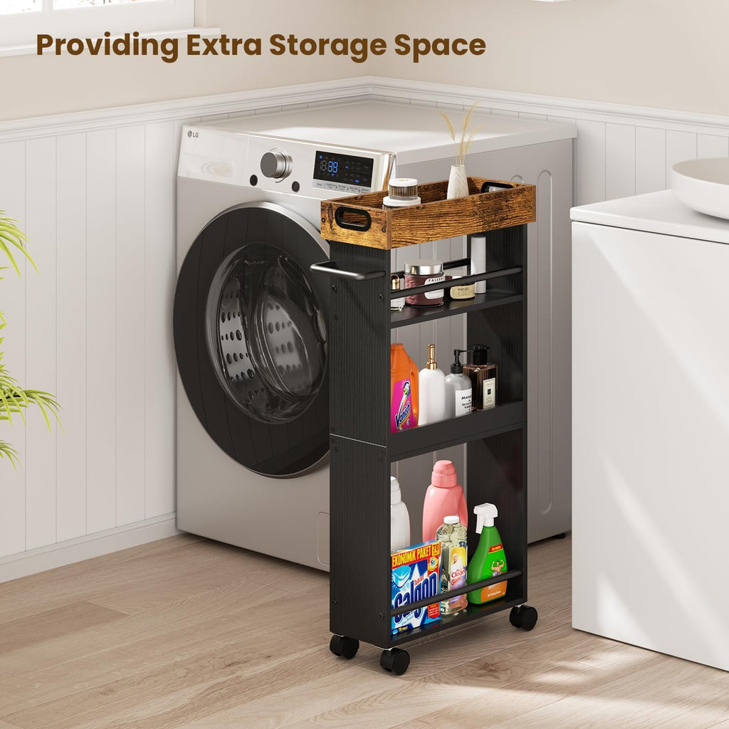 Slim 4 Tier Rolling Storage Cart with Handle E859343