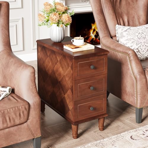 Brown 3 Drawer Narrow End Table U384