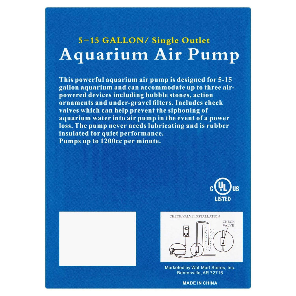 5-15 Gallon Single Outlet Aquarium Air Pump I2693