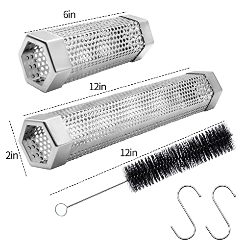 6" & 12" Stainless Steel Smoker Tube Set with Brush and 2 Hooks W746968