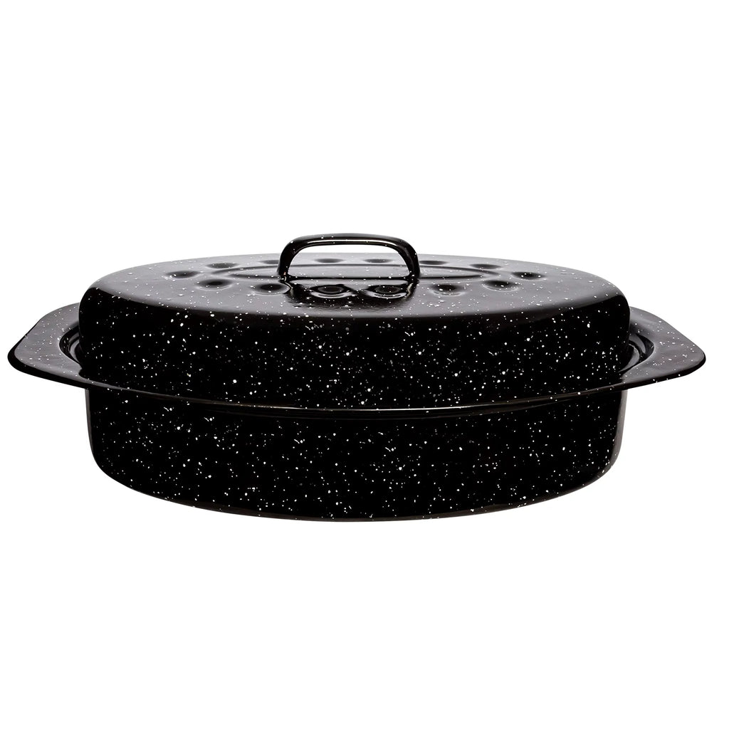 Extra Large 20 lb Capacity Granite Oven Roaster Pan With Lid O978973