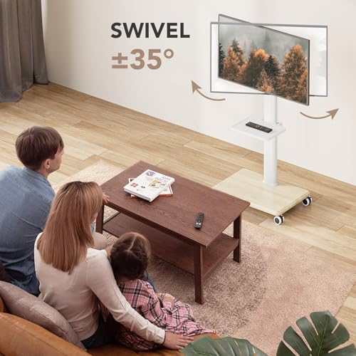 Portable Rolling Floor TV Stand with Wheels, Height Adjustable for 27 to 65 Inch TVs E158