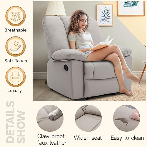 Oversized Dark Grey Manual Recliner Chair R849