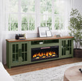Sage Green Fruitwood Fireplace TV Stand Console W73820