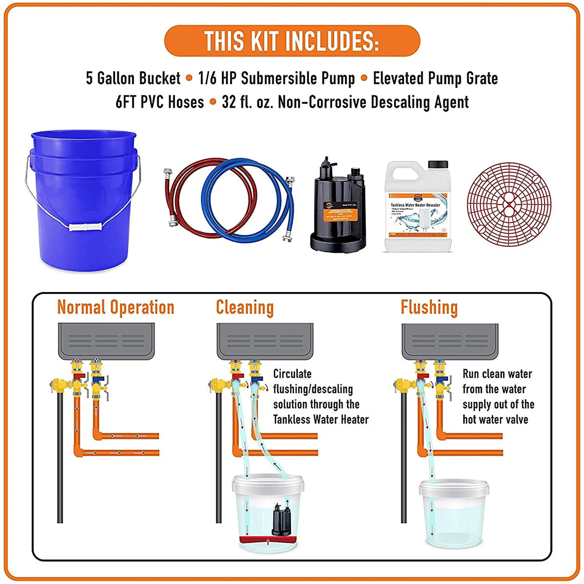 Tankless Water Heater Descaler Kit 128 fl oz Solution W482717