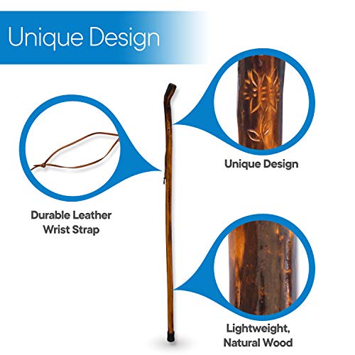 Wooden Walking Stick with Leather Wrist Strap T443219