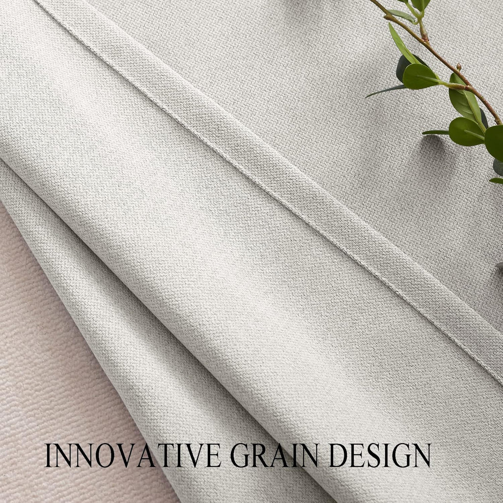 Faux Linen Total Blackout Extra Long Curtain, 52 x 144 Inch, 1 Panel, Silver White K573