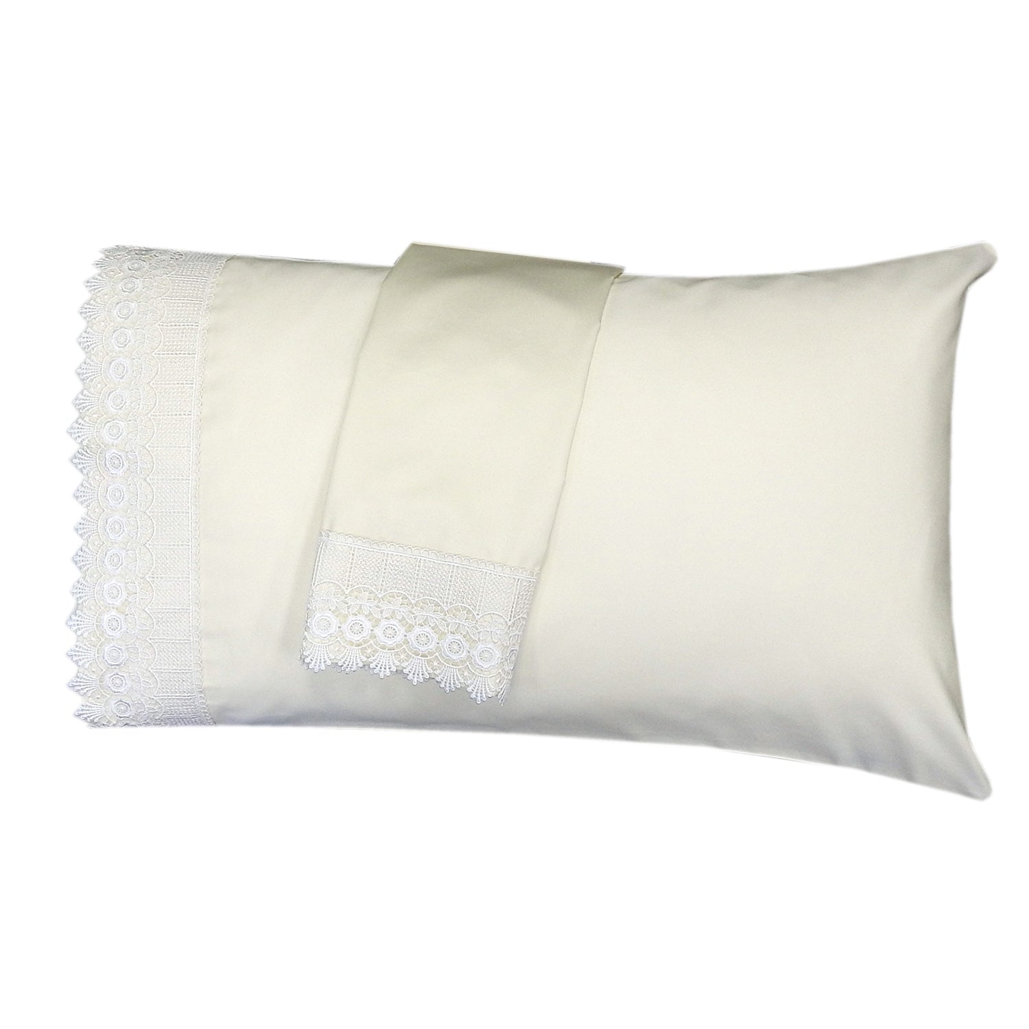 Embellished 4-Inch Lace Trim Pillowcases (Pair) Luxury 608 Thread Count - USA