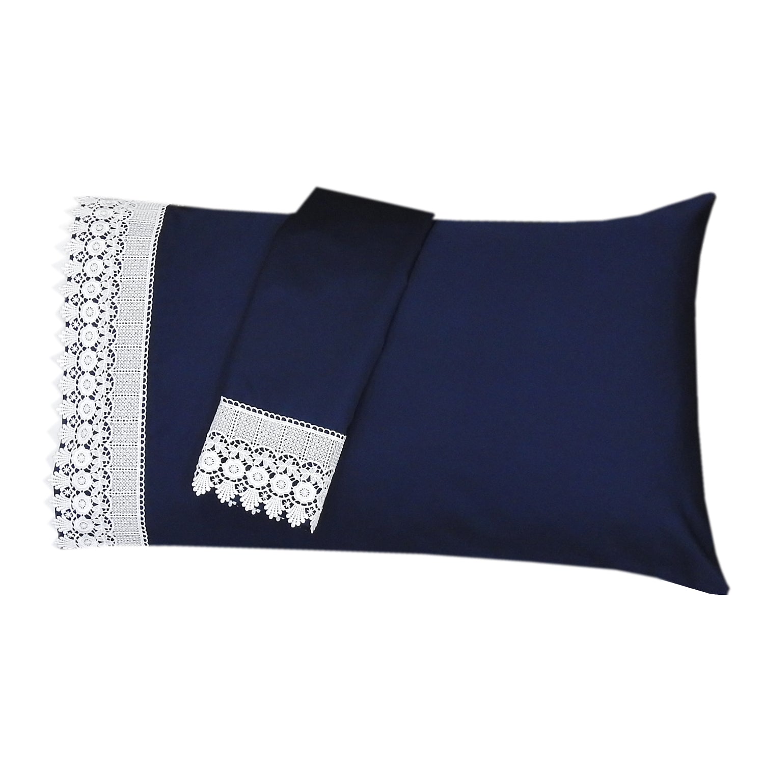 Embellished 4-Inch Lace Trim Pillowcases (Pair) Luxury 608 Thread Count - USA