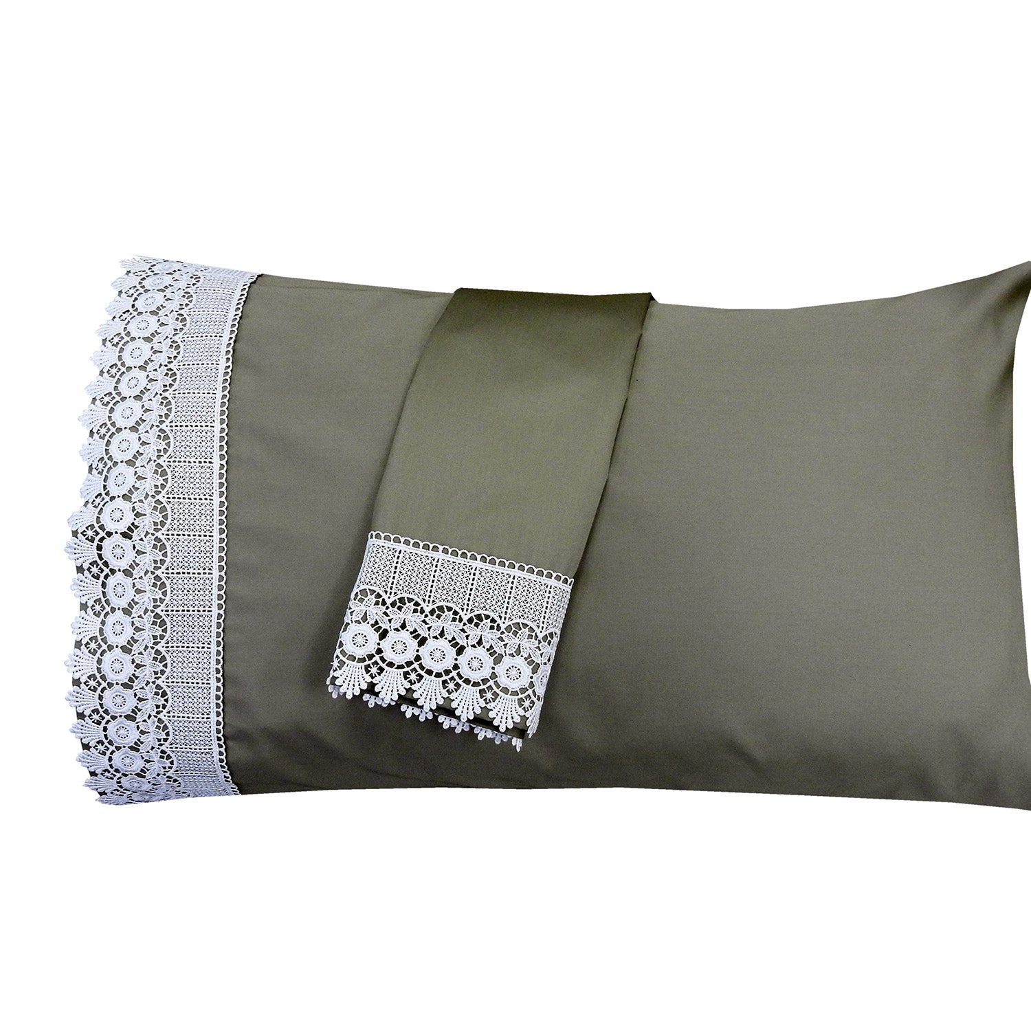 Embellished 4-Inch Lace Trim Pillowcases (Pair) Luxury 608 Thread Count - USA