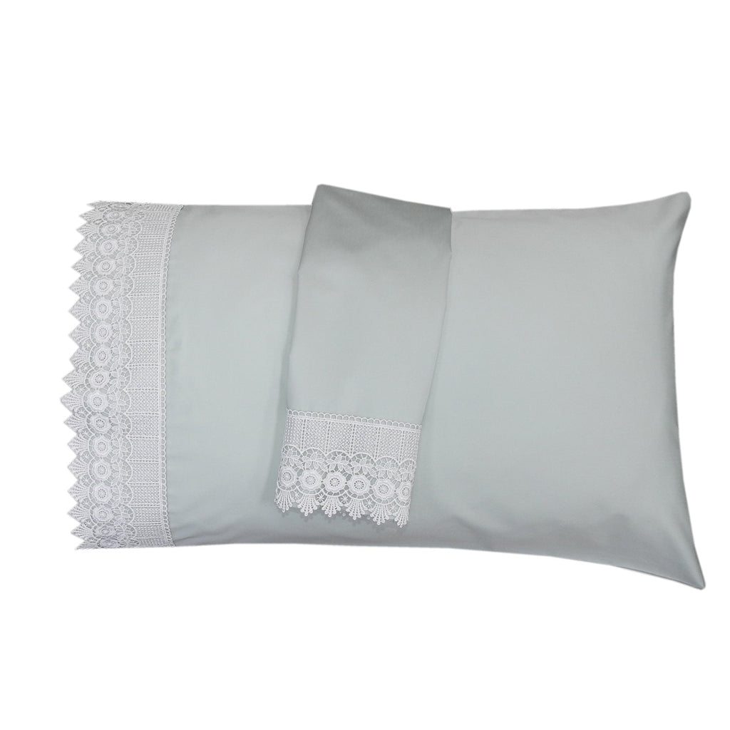 Embellished 4-Inch Lace Trim Pillowcases (Pair) Luxury 608 Thread Count - USA