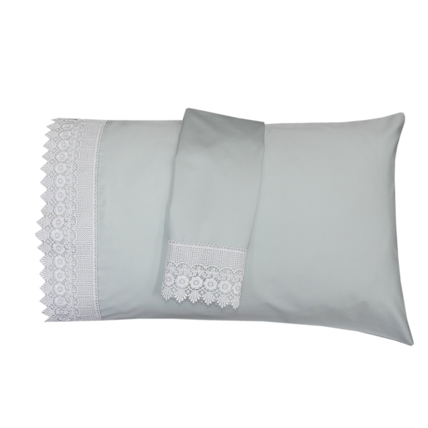 Embellished 4-Inch Lace Trim Pillowcases (Pair) Luxury 608 Thread Count - USA