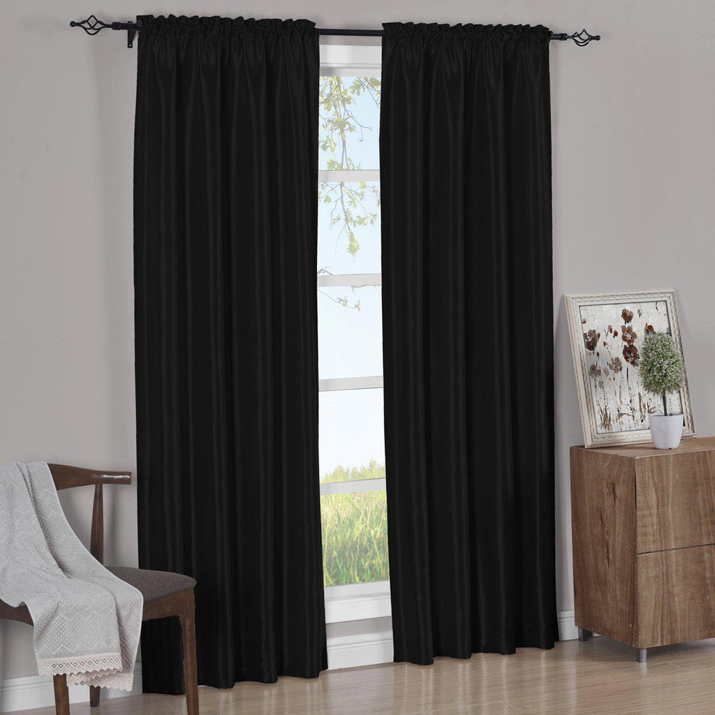 Faux Silk Curtain Panels Pair (Set of 2) Rod Pocket Soho