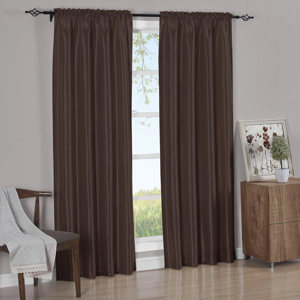 Faux Silk Curtain Panels Pair (Set of 2) Rod Pocket Soho