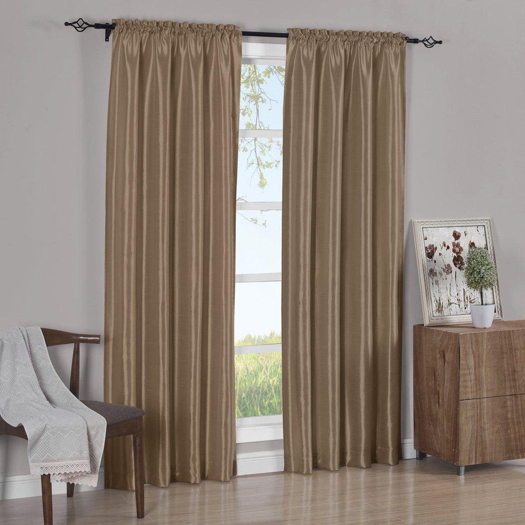 Faux Silk Curtain Panels Pair (Set of 2) Rod Pocket Soho