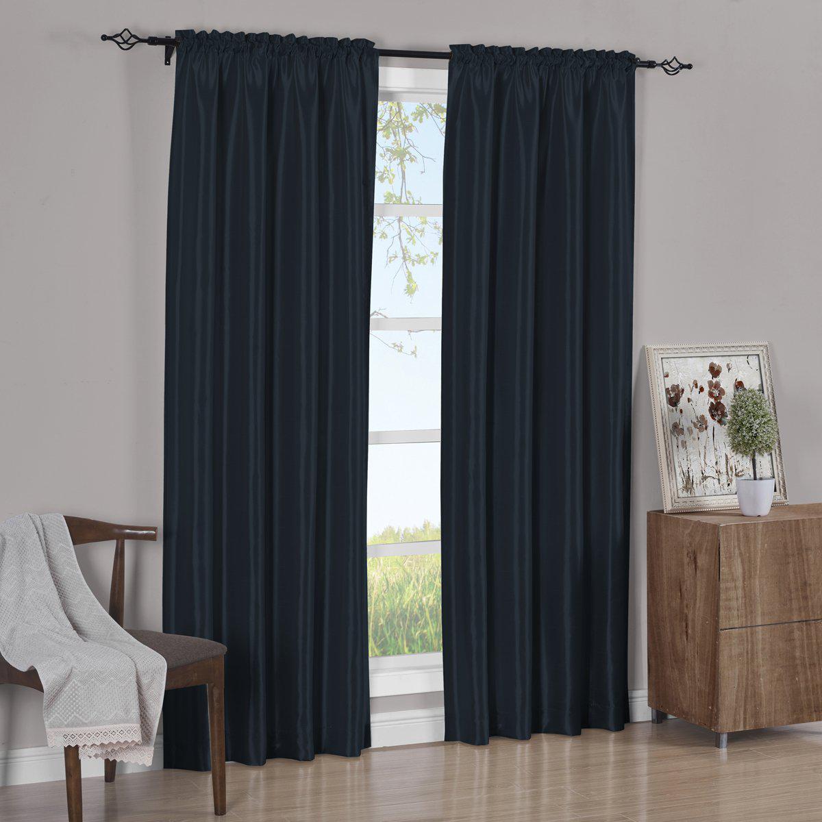 Faux Silk Curtain Panels Pair (Set of 2) Rod Pocket Soho