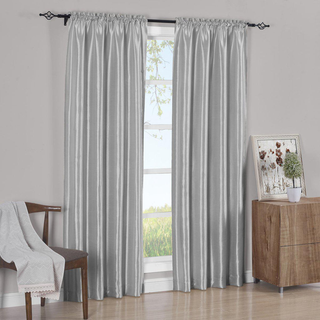 Faux Silk Curtain Panels Pair (Set of 2) Rod Pocket Soho