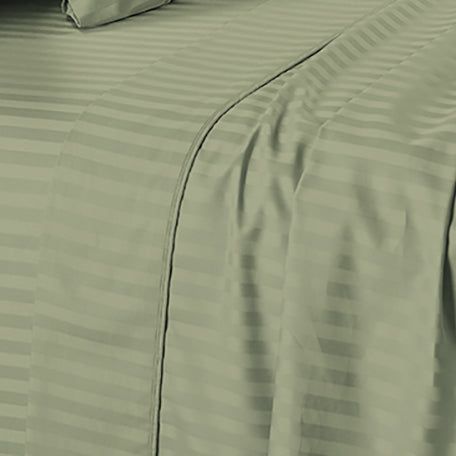 King Flat Sheet 110 X 102 Inches - Damask Stripe 100% Egyptian Cotton