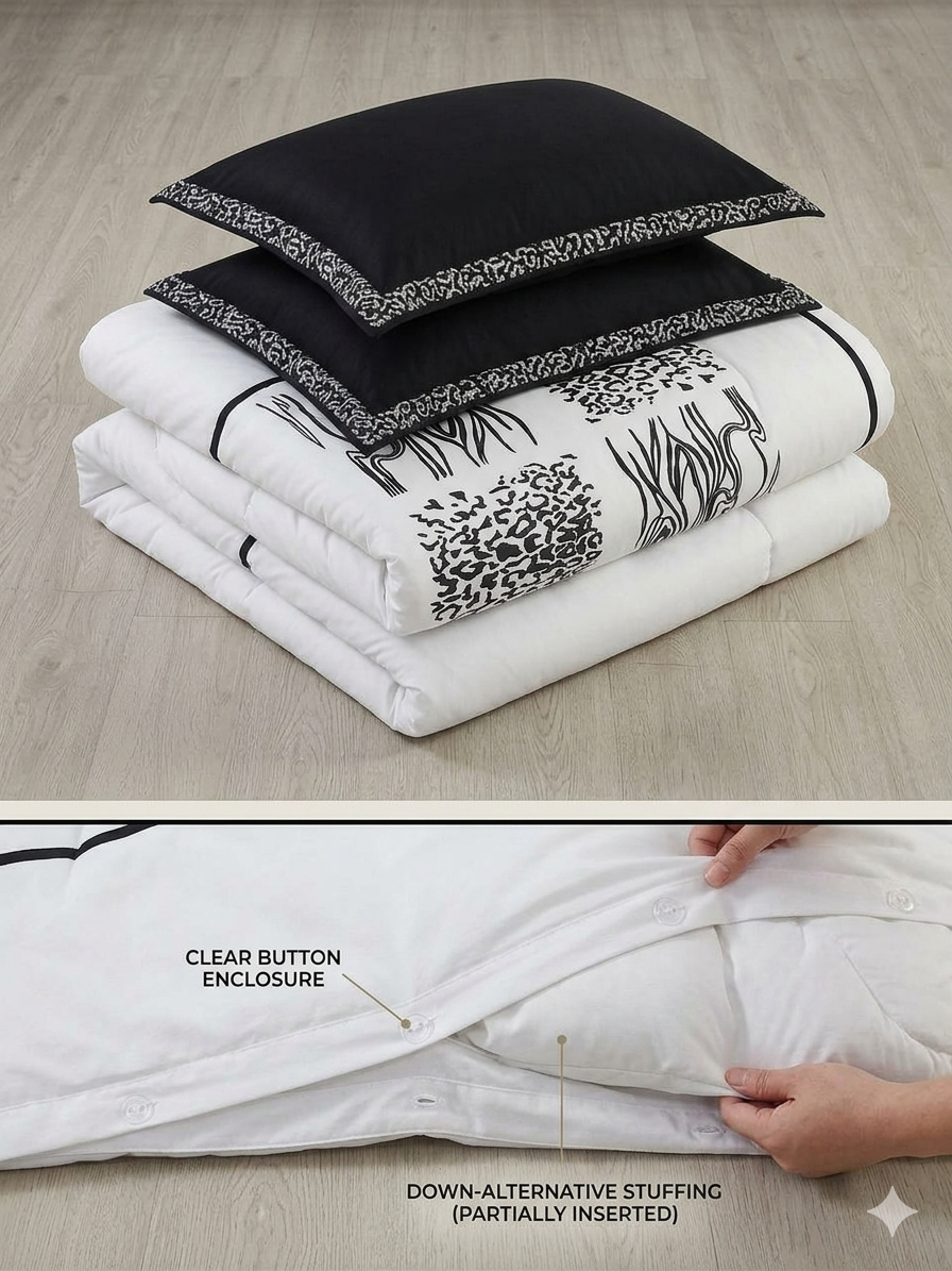 Burbank Embroidered Cotton 3-Piece Duvet Cover Set