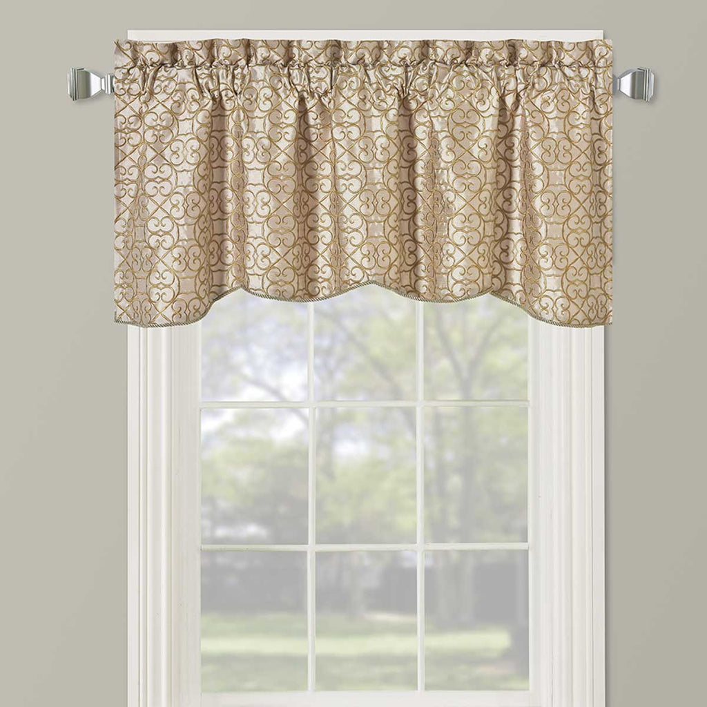 Halifax Lined Embroidered Window Valance 52"Wx19"L (Single)