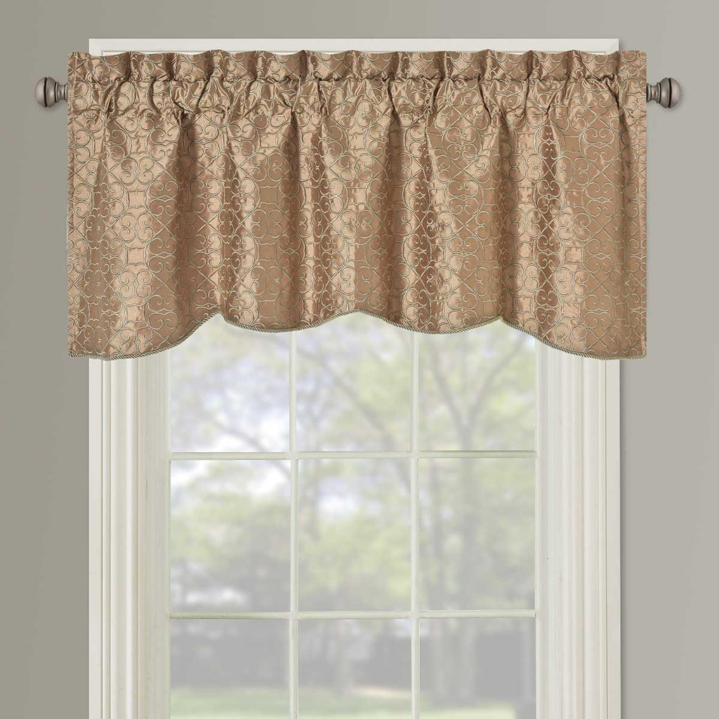 Halifax Lined Embroidered Window Valance 52"Wx19"L (Single)