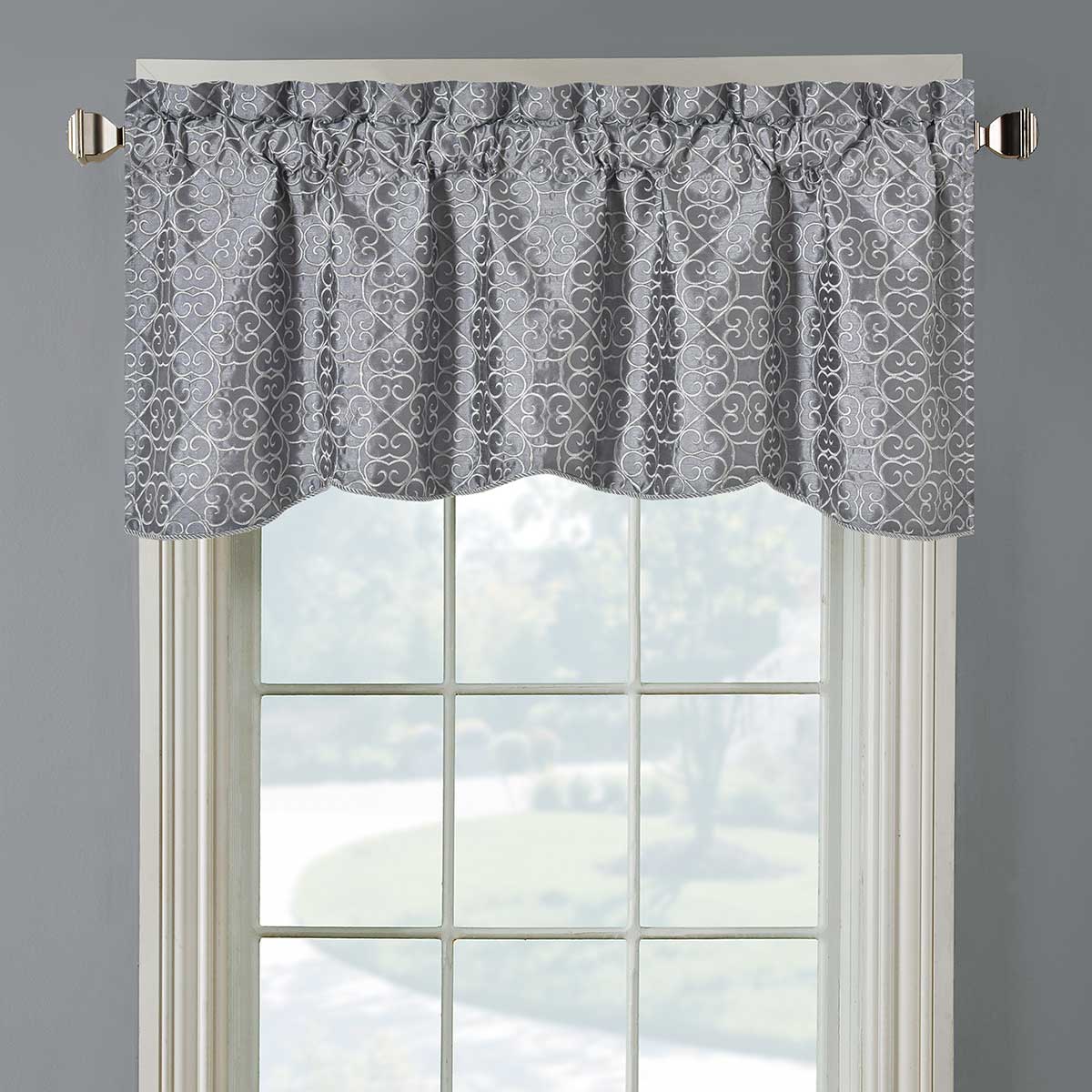 Halifax Lined Embroidered Window Valance 52"Wx19"L (Single)