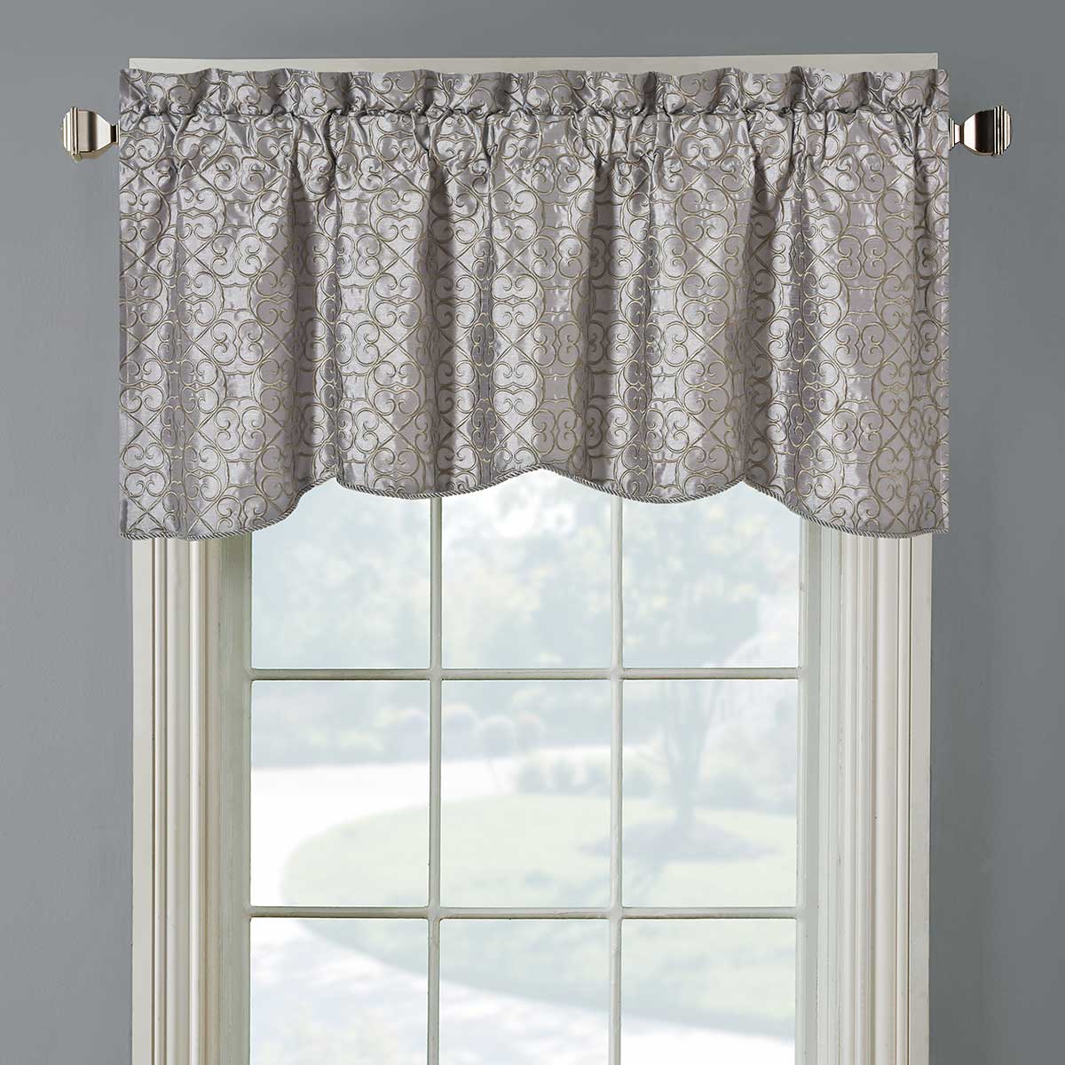 Halifax Lined Embroidered Window Valance 52"Wx19"L (Single)
