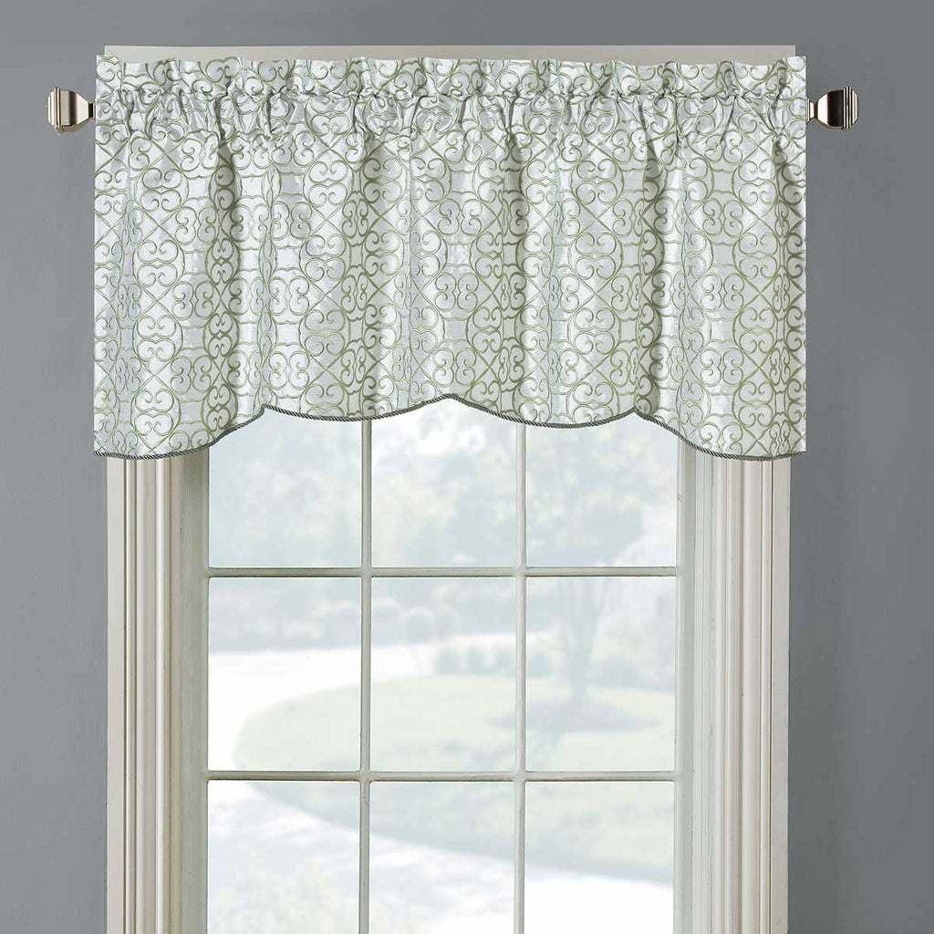 Halifax Lined Embroidered Window Valance 52"Wx19"L (Single)