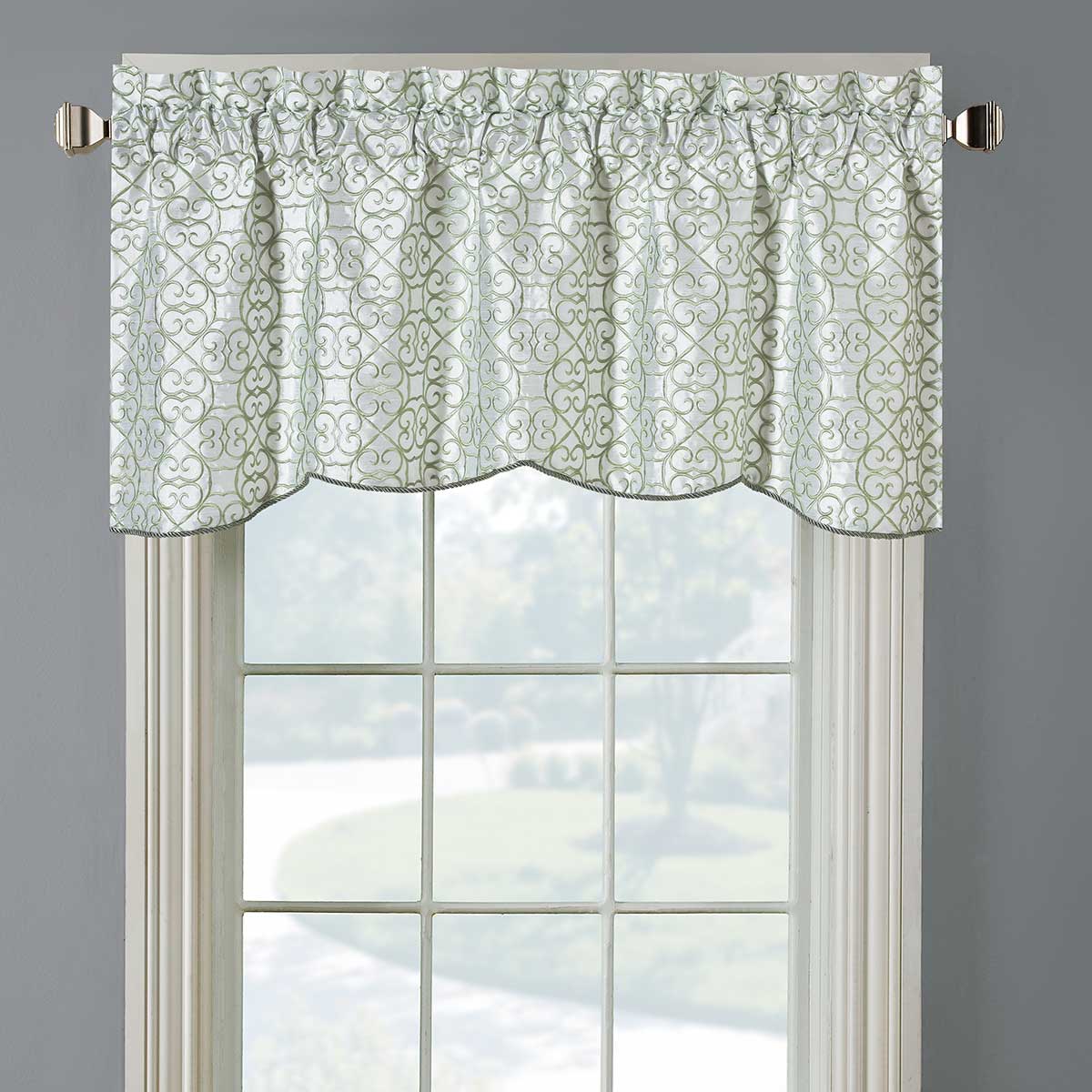 Halifax Lined Embroidered Window Valance 52"Wx19"L (Single)