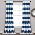 Navy Stripe Room Darkening 52 X 84 Inch Window Curtain ( Set of 2 )