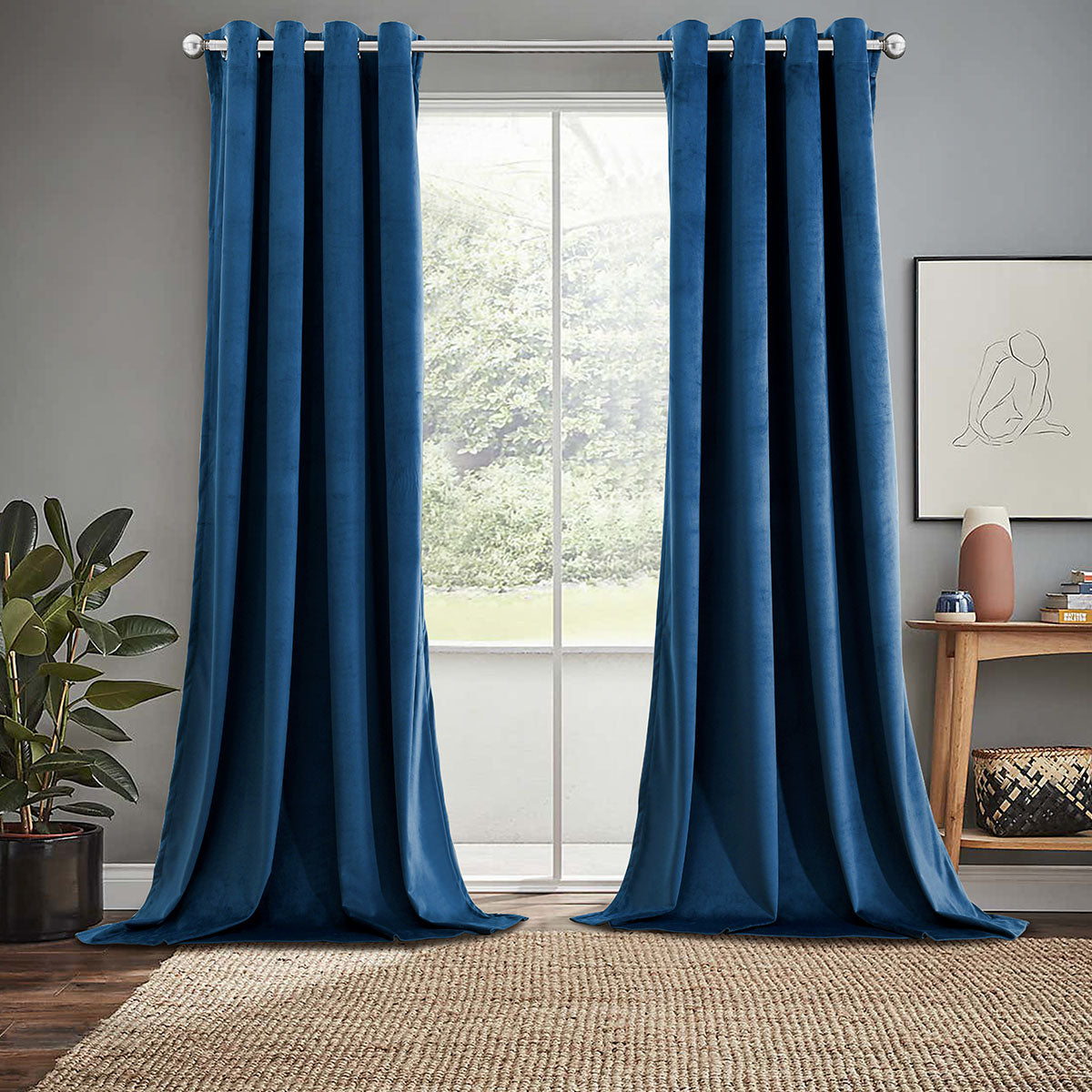 Heavyweight Velvet Grommet Curtain Panels (Set of 2)