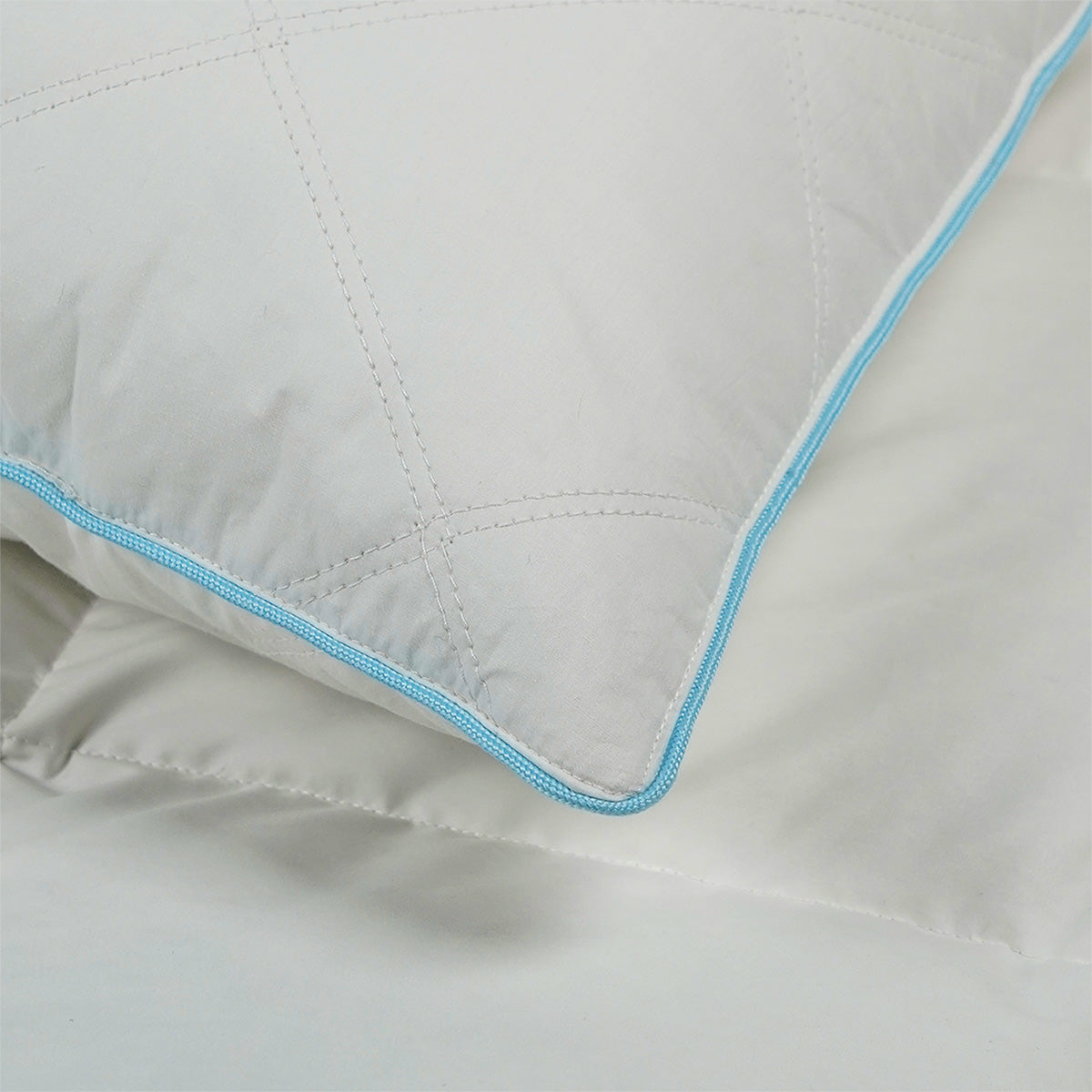Quilted Pillow with Grey Duck Feather and Down Alternative