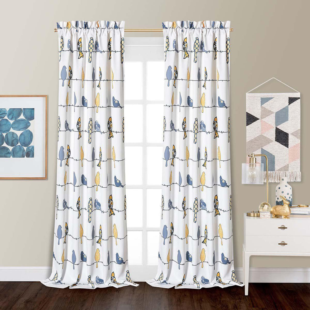 Room Darkening Birds Curtain Panel Pairs (Set of 2)