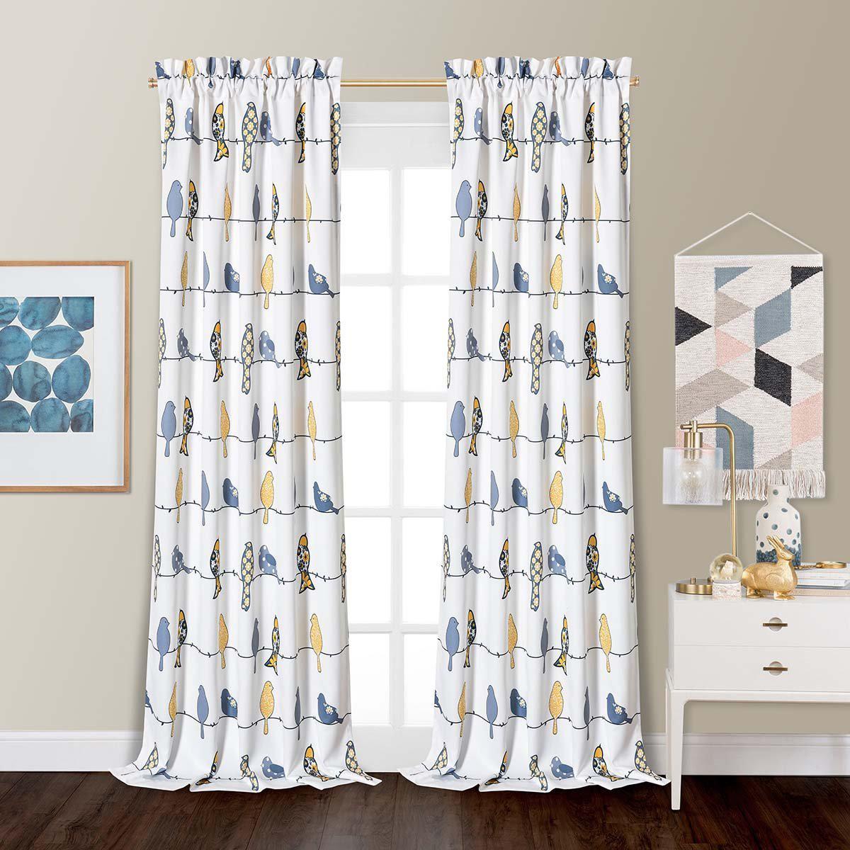 Room Darkening Birds Curtain Panel Pairs (Set of 2)