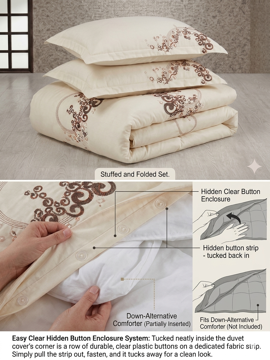 Sophia 100% Cotton Embroidered Duvet Cover Sets