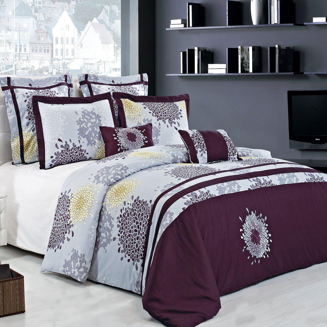 7 Piece Fifi 100% Cotton Embroidered Duvet Cover Set, Full/Queen